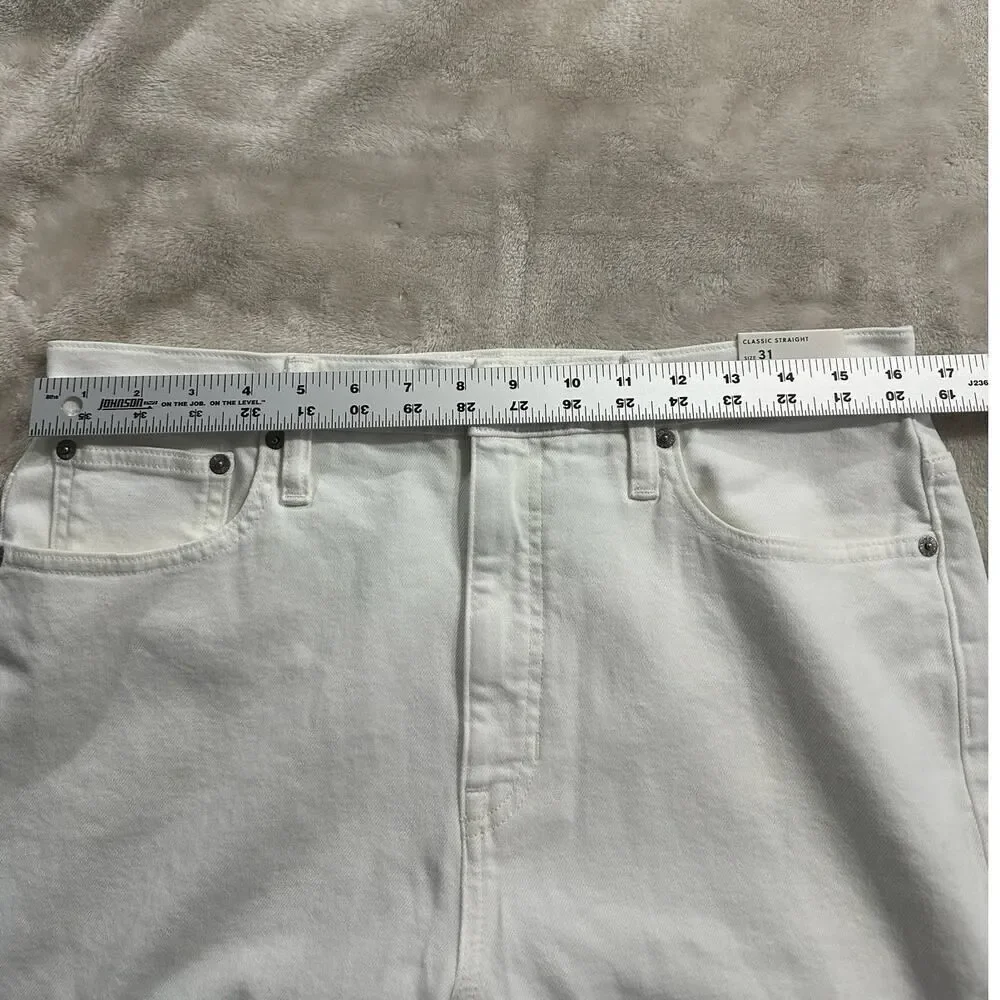 J.Crew Classic Straight Jeans Women's 31 White Slim High Rise Cotton Spandex NWT
